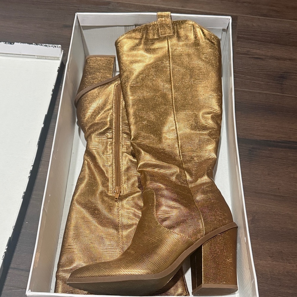 Dolce Vita Shimmering Gold Heeled Boots